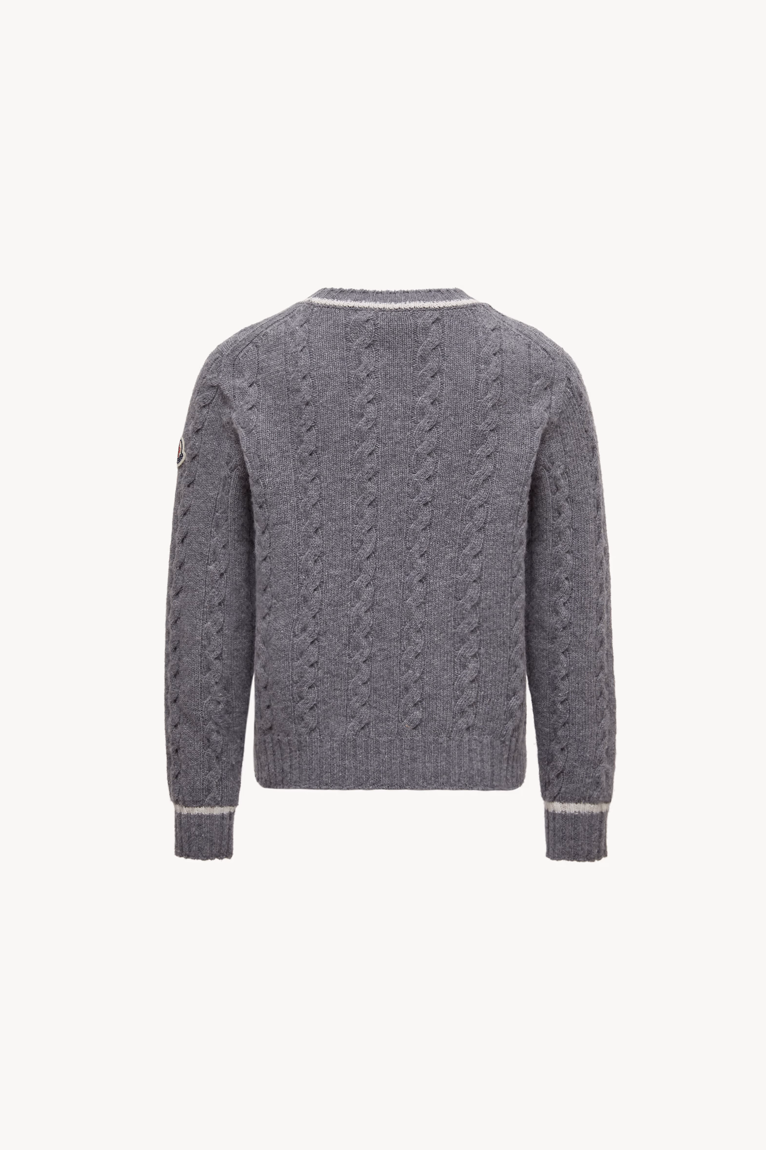 Stripe-Trimmed Wool Sweater Boy Grey Moncler 4